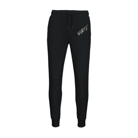 Shirty" logga i grå/vit graffiti-stil på svarta joggingbyxor med dragsko.