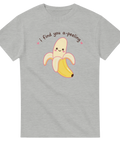 Kawaii-inspirerad bananillustration med rolig ordvits – gråmelerad t-shirt