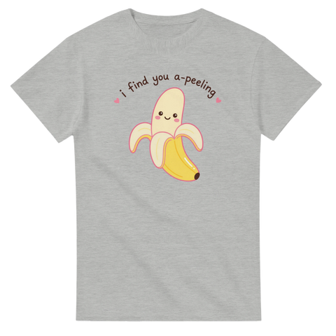 Kawaii-inspirerad bananillustration med rolig ordvits – gråmelerad t-shirt