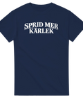 Stilrent vitt tryck med positivt citat på marinblå t-shirt