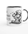 Mugg med texten One day I'm gonna make the onions cry, lök och en tecknad kock.