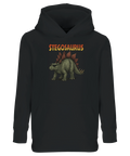 Illustration av cool stegosaurus med solglasögon på svart barnhoodie