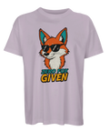 Ljuslila oversized t-shirt med retroinspirerat rävtryck och statement