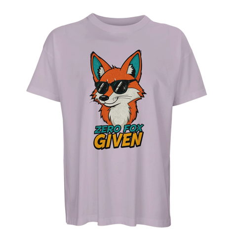 Ljuslila oversized t-shirt med retroinspirerat rävtryck och statement