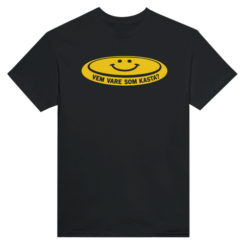 Ikoniskt svenskt meme-citat med glad smiley – grafisk illustration för t-shirt