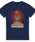 Meme-inspirerat tryck med texten Kan solen bara explodera – marinblå t-shirt