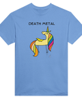 Humoristiskt tryck som blandar gulligt och brutalt – ljusblå t-shirt