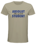 Absolut Student 2026 tryck i blått på beige herr t-shirt.