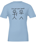 I've got your back!" t-shirt med glad streckgubbe som stöder ledsen streckgubbe, ljusblå premium T-shirt.