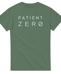 Kliniskt texttryck Patient Zero på grön bakgrund – t-shirt med steril estetik