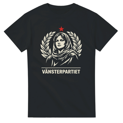 Ikoniskt motiv i socialistisk stil med lagerblad och stjärna – grafisk t-shirt