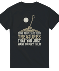Sarkastisk illustration av spade och jordhög – t-shirt med mörk humor