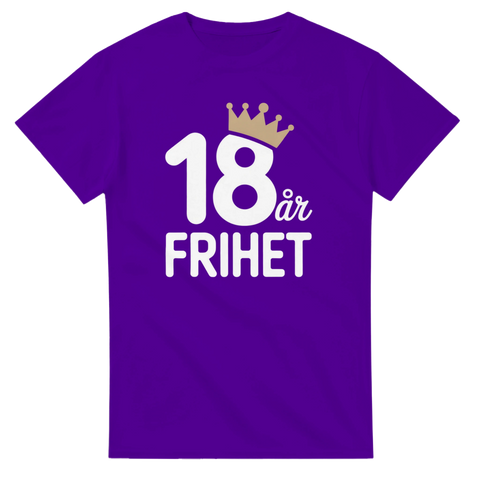 Lila t-shirt med lekfullt födelsedagsmotiv för nybliven 18-åring