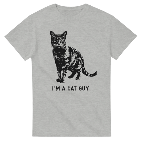 Katt med texten "Cat Guy" tryckt på t-shirt herr