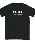 TRULS Truls Möregårdh" text i vitt på svart t-shirt.