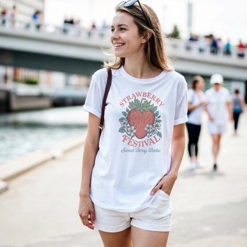 somrig t-shirt dam med festival känsla