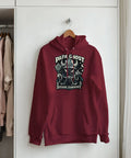 Papa Ghost Satanic Symphony-tryck på vinröd hoodie.
