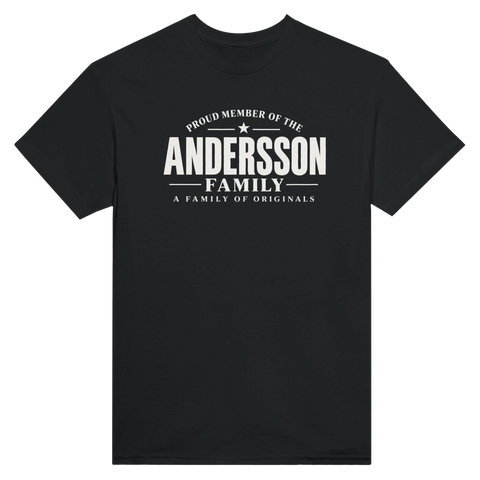 Svart t-shirt med texten Andersson – A Family of Originals