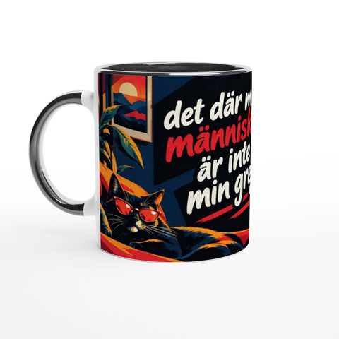 Mugg med texten Det där med människor är inte min grej och retromotiv.