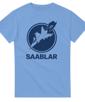 T-shirt med flygvapeninspirerat tryck och ordvits i blå färg