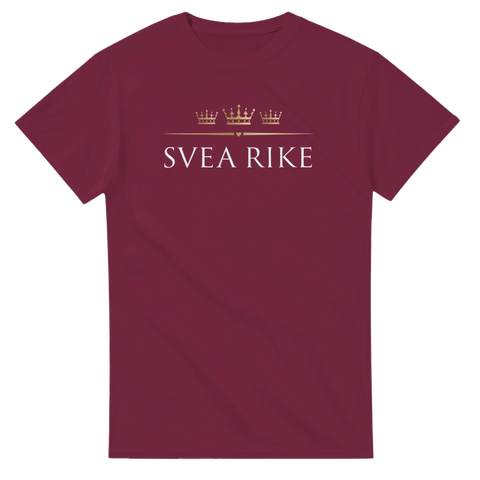 Svensk historisk design med text och kronor – mörkröd t-shirt