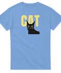 ljusblå t-shirt Cat med grafisk kattdesign