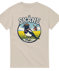 Vintage inspirerad design med skånskt landskap och fågel – beige t-shirt