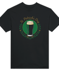Illustrerad pint med mörk stout i retrostil för St Patrick's Day