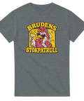 T-shirt till möhippa med texten Brudens stökpatrull och en höna med hjärtformade solglasögon, slöja och rosa boa