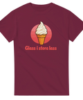 Humoristisk t-shirt med grafisk illustration av en stor mjukglass
