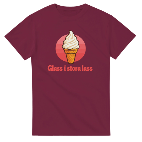 Humoristisk t-shirt med grafisk illustration av en stor mjukglass