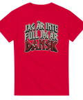 Viking-inspirerad typografi med texten Jag är inte full jag är dansk