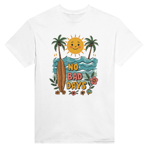 Retro surfmotiv med palmer och glad sol – grafisk t-shirt