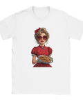 Vit pinup t-shirt med Retro Cookie Queen tryck