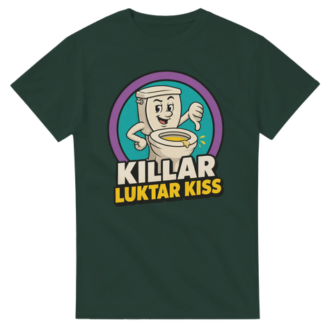 Humoristiskt motiv av en toalettstol med kiss och kaxigt citat – grafisk t-shirt