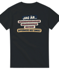 T-shirt med överstrukna yrkestitlar och texten Siffernisse helt enkelt
