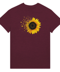 Grafiskt tryck av en blommande solros i poetisk stil – unik t-shirt