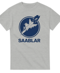 Grå t-shirt med detaljrikt tryck av flygplan i retrostil