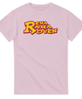 Färgstark illustration med texten Rena Rama Röven på rosa t-shirt