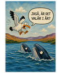 Rolig tavla med ordvits om politik och havsdjur i akvarellstil