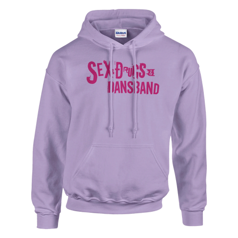 Ljuslila hoodie med humoristiskt budskap om svensk kultur