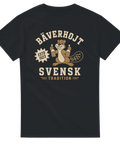 Retro emblem med bäver som håller flaskor – grafisk t-shirt med texten Bäverhojt