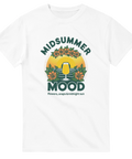 Retro illustration med blomkrans och snapsglas – vit t-shirt med midsommarmotiv