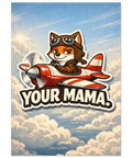 Räv som flyger propellerplan med texten Your Mama – retroposter