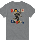 Vintage-inspirerat tryck med en tjuv och utklippta bokstäver – snygg t-shirt