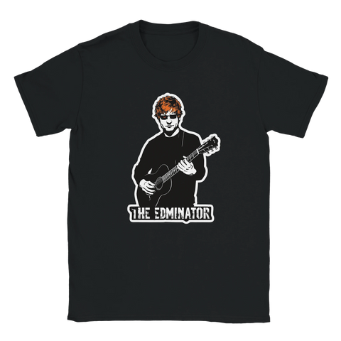 Svart t-shirt med The Edminator – Ed Sheeran som Terminator-parodi