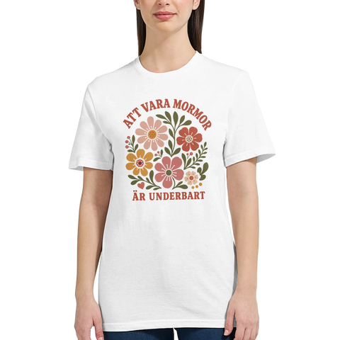 Nostalgisk illustration av färgglada blommor och kärleksfullt citat på t-shirt