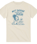 Grafiskt tryck med texten Mitt Sverige bygger inga murar – budskaps-t-shirt