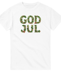 Vintergröna kransar formade som bokstäver i ett God Jul-motiv – t-shirt