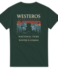 Illustration av järntronen i ett bergigt naturlandskap – t-shirt med tryck